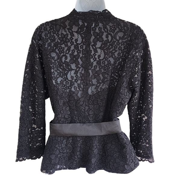 Teri Jon Black Lace Dark Elegance Blouse Plus Size 14 Whimsy Goth Mob Wife - Picture 4 of 7